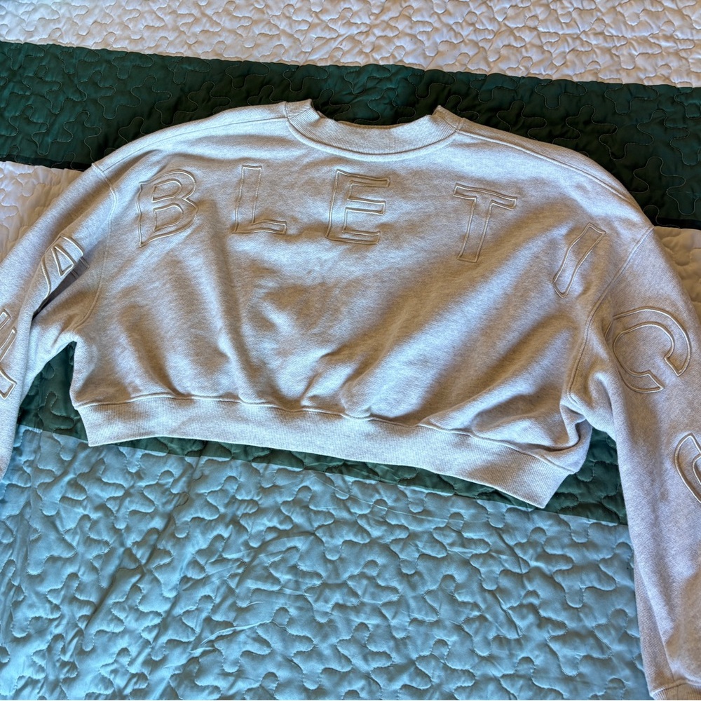 Fabletics Light Gray Embossed Logo Sweatshirt